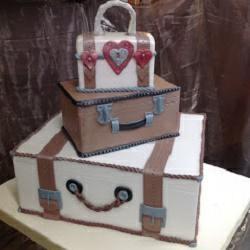 TORTA MATRIMONIALE TEMA VIAGGIO  BAULI 