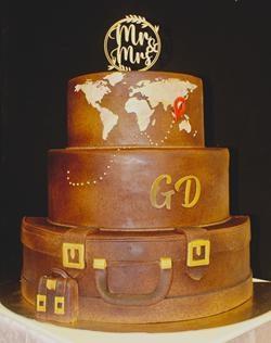 TORTA MATRIMONIALE TEMA VIAGGIO  GIRO DEL MONDO 
